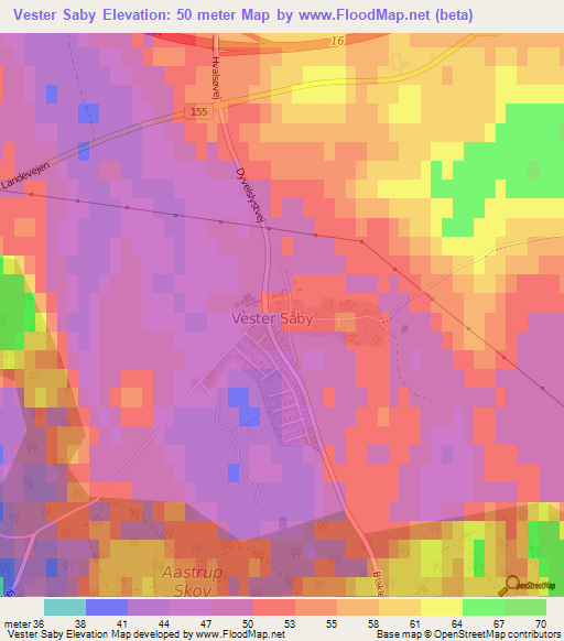 Vester Saby,Denmark Elevation Map