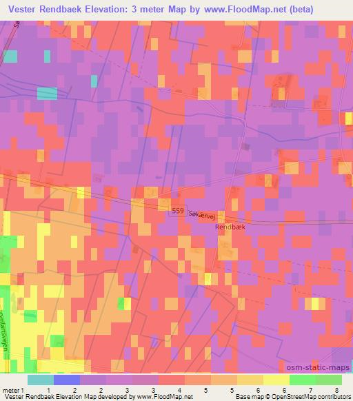 Vester Rendbaek,Denmark Elevation Map