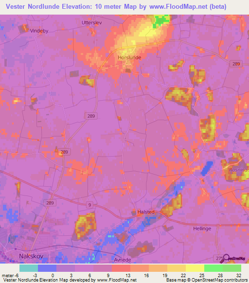 Vester Nordlunde,Denmark Elevation Map