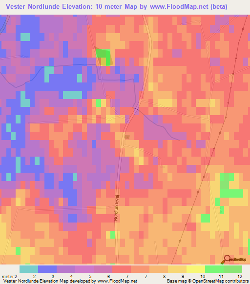 Vester Nordlunde,Denmark Elevation Map