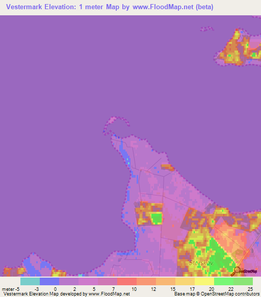 Vestermark,Denmark Elevation Map