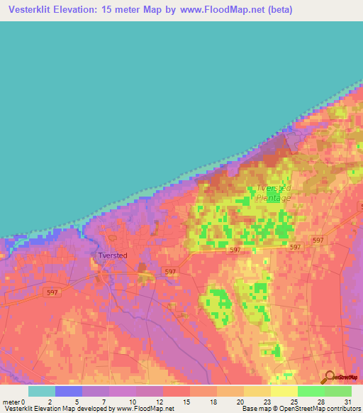 Vesterklit,Denmark Elevation Map