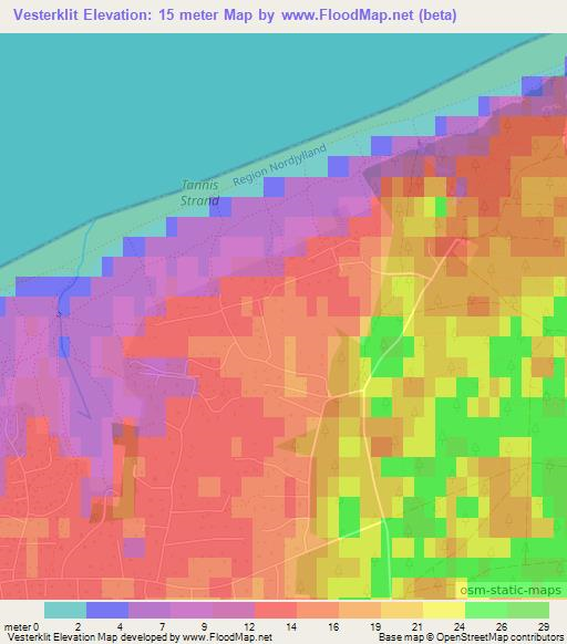 Vesterklit,Denmark Elevation Map