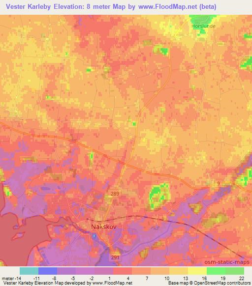 Vester Karleby,Denmark Elevation Map