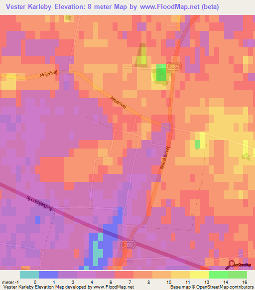 Vester Karleby,Denmark Elevation Map