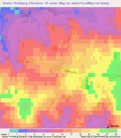 Vester Hvidbjerg,Denmark Elevation Map