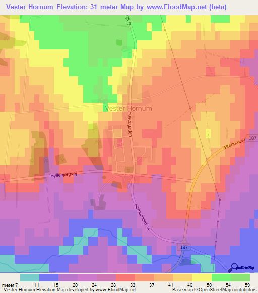 Vester Hornum,Denmark Elevation Map