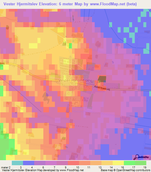 Vester Hjermitslev,Denmark Elevation Map