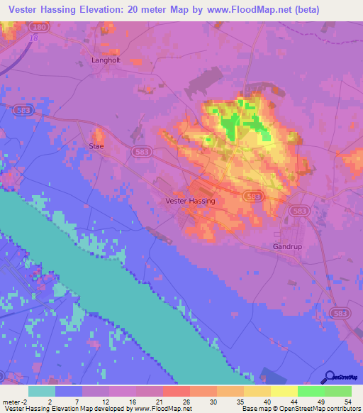 Vester Hassing,Denmark Elevation Map