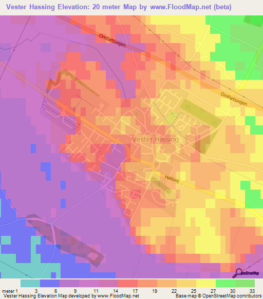 Vester Hassing,Denmark Elevation Map