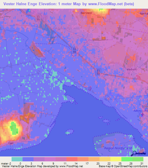 Vester Halne Enge,Denmark Elevation Map