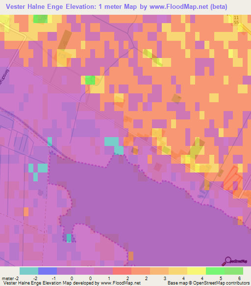 Vester Halne Enge,Denmark Elevation Map