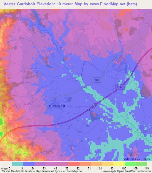 Vester Gardsholt,Denmark Elevation Map