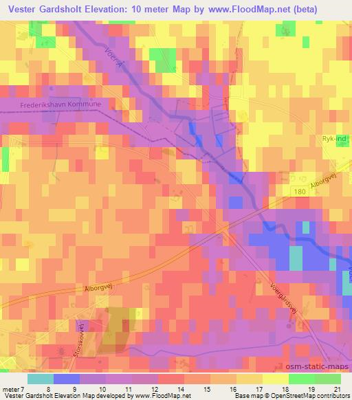 Vester Gardsholt,Denmark Elevation Map