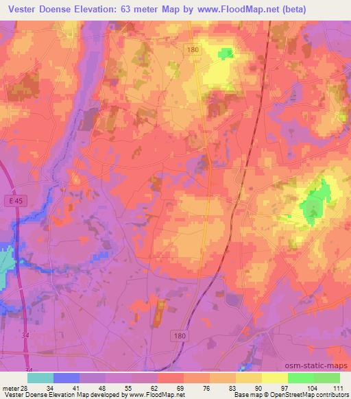 Vester Doense,Denmark Elevation Map