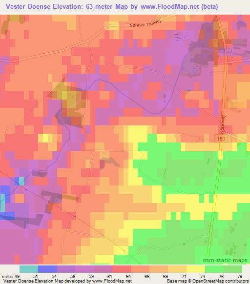 Vester Doense,Denmark Elevation Map