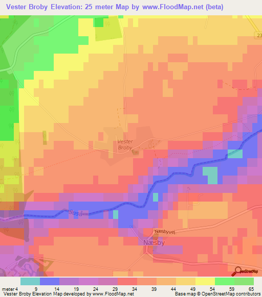 Vester Broby,Denmark Elevation Map