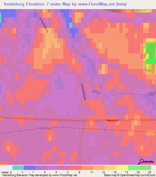 Vesterborg,Denmark Elevation Map