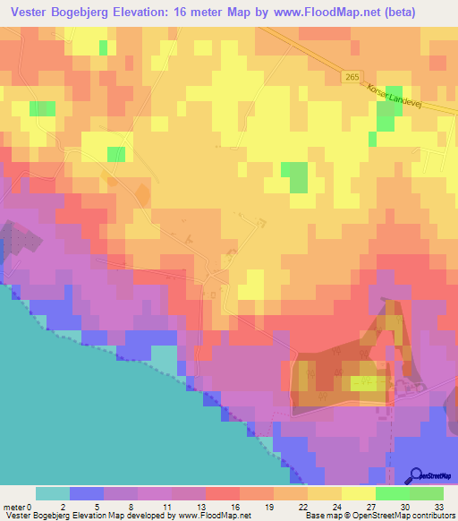 Vester Bogebjerg,Denmark Elevation Map