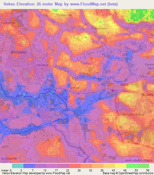 Vekso,Denmark Elevation Map