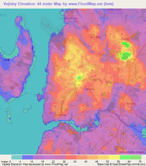 Vejleby,Denmark Elevation Map