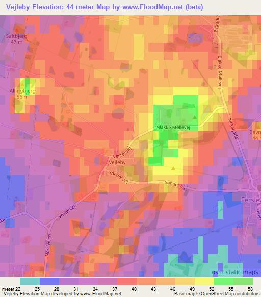 Vejleby,Denmark Elevation Map