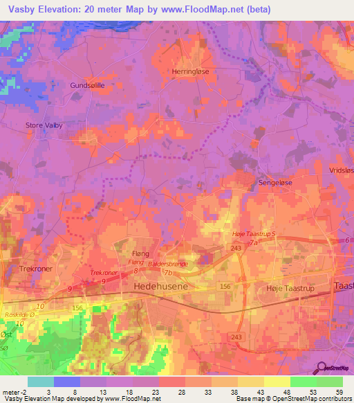 Vasby,Denmark Elevation Map