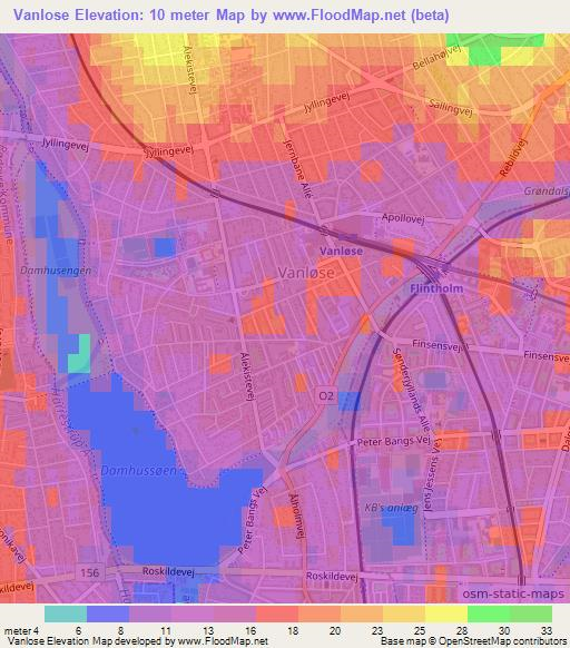 Vanlose,Denmark Elevation Map