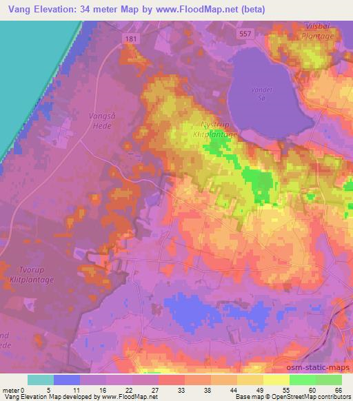 Vang,Denmark Elevation Map