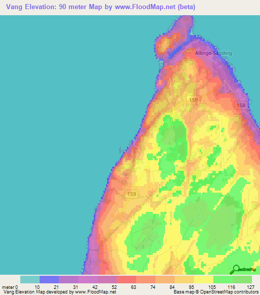 Vang,Denmark Elevation Map