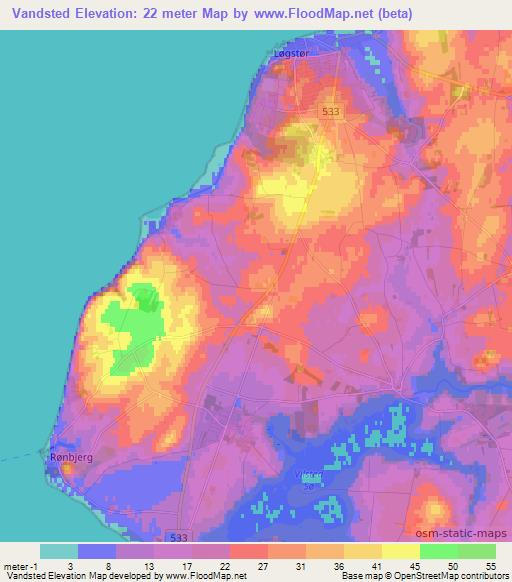 Vandsted,Denmark Elevation Map