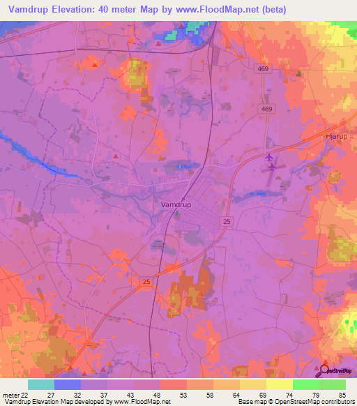 Vamdrup,Denmark Elevation Map