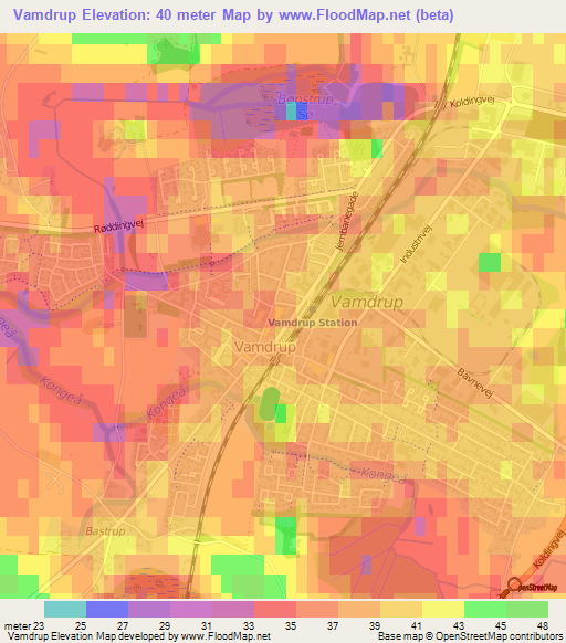 Vamdrup,Denmark Elevation Map