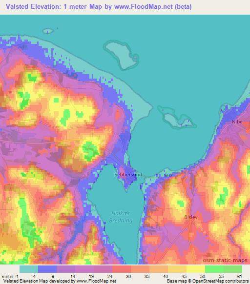 Valsted,Denmark Elevation Map