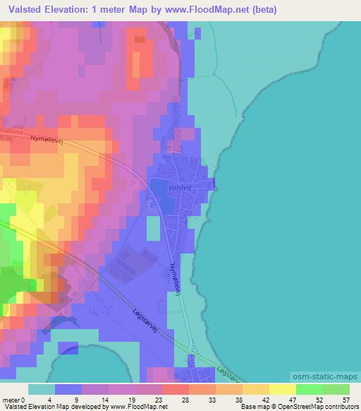 Valsted,Denmark Elevation Map