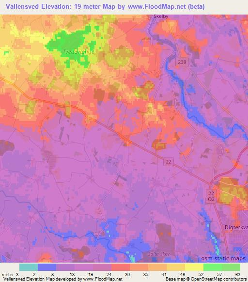 Vallensved,Denmark Elevation Map