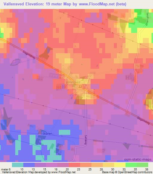 Vallensved,Denmark Elevation Map