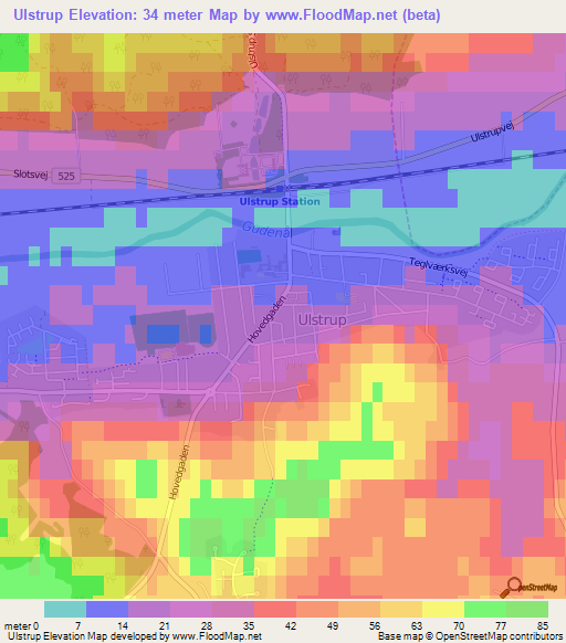 Ulstrup,Denmark Elevation Map