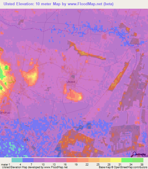 Ulsted,Denmark Elevation Map