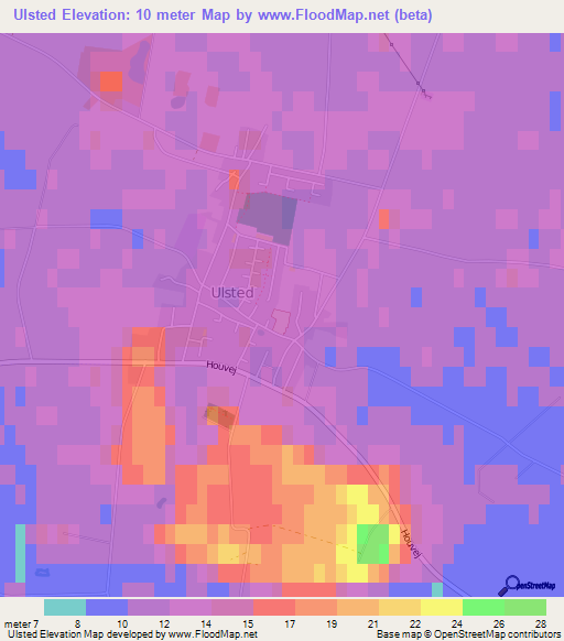 Ulsted,Denmark Elevation Map