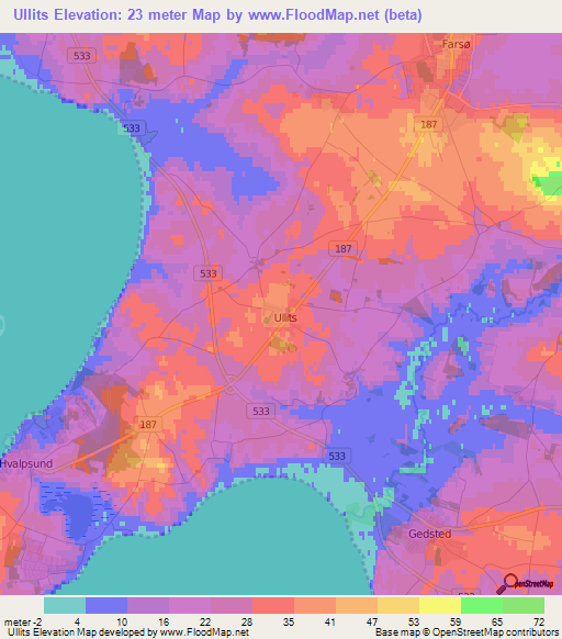 Ullits,Denmark Elevation Map