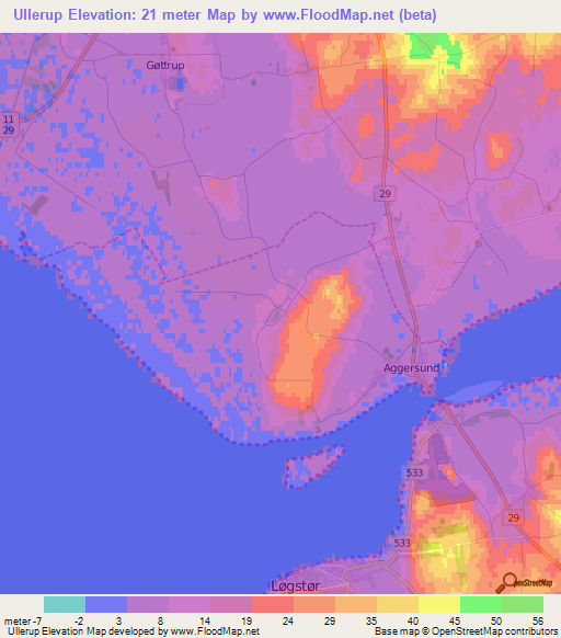 Ullerup,Denmark Elevation Map