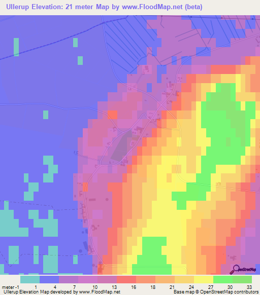 Ullerup,Denmark Elevation Map