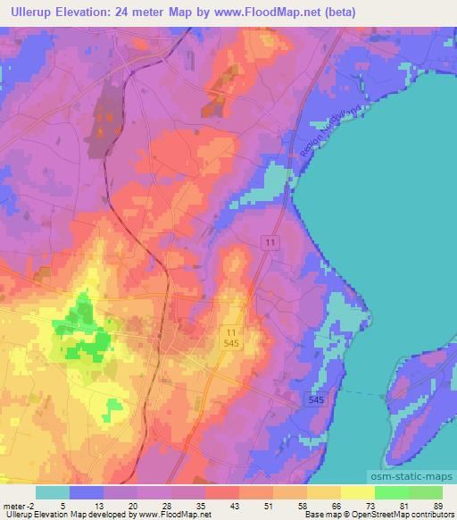 Ullerup,Denmark Elevation Map