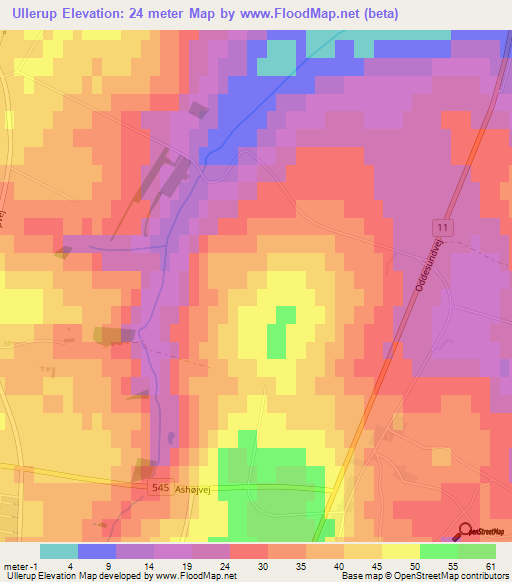 Ullerup,Denmark Elevation Map