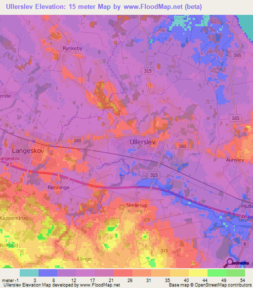 Ullerslev,Denmark Elevation Map