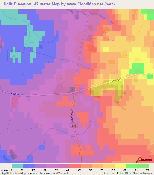 Ugilt,Denmark Elevation Map