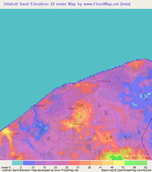 Udsholt Sand,Denmark Elevation Map