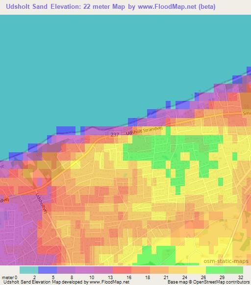 Udsholt Sand,Denmark Elevation Map