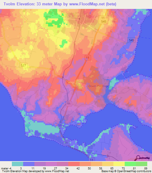 Tvolm,Denmark Elevation Map